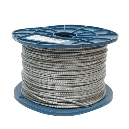 Galvanized steel cable with a diameter of 3mm, 6x7+FC strands, maximum load 529Kg, weight 6.32Kg, 200m/roll