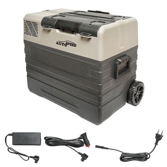 Car refrigerator with compressor and trolley wheels 52L 12-24-220V 60W