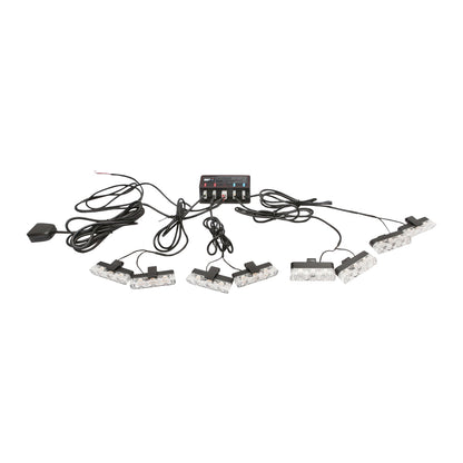 Set of 8 strobe lights with 3 LEDs, yellow light 12V Breckner Germany