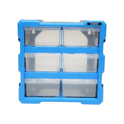 Modular blue plastic storage box, 6 drawers 267x157x262mm Breckner Germany