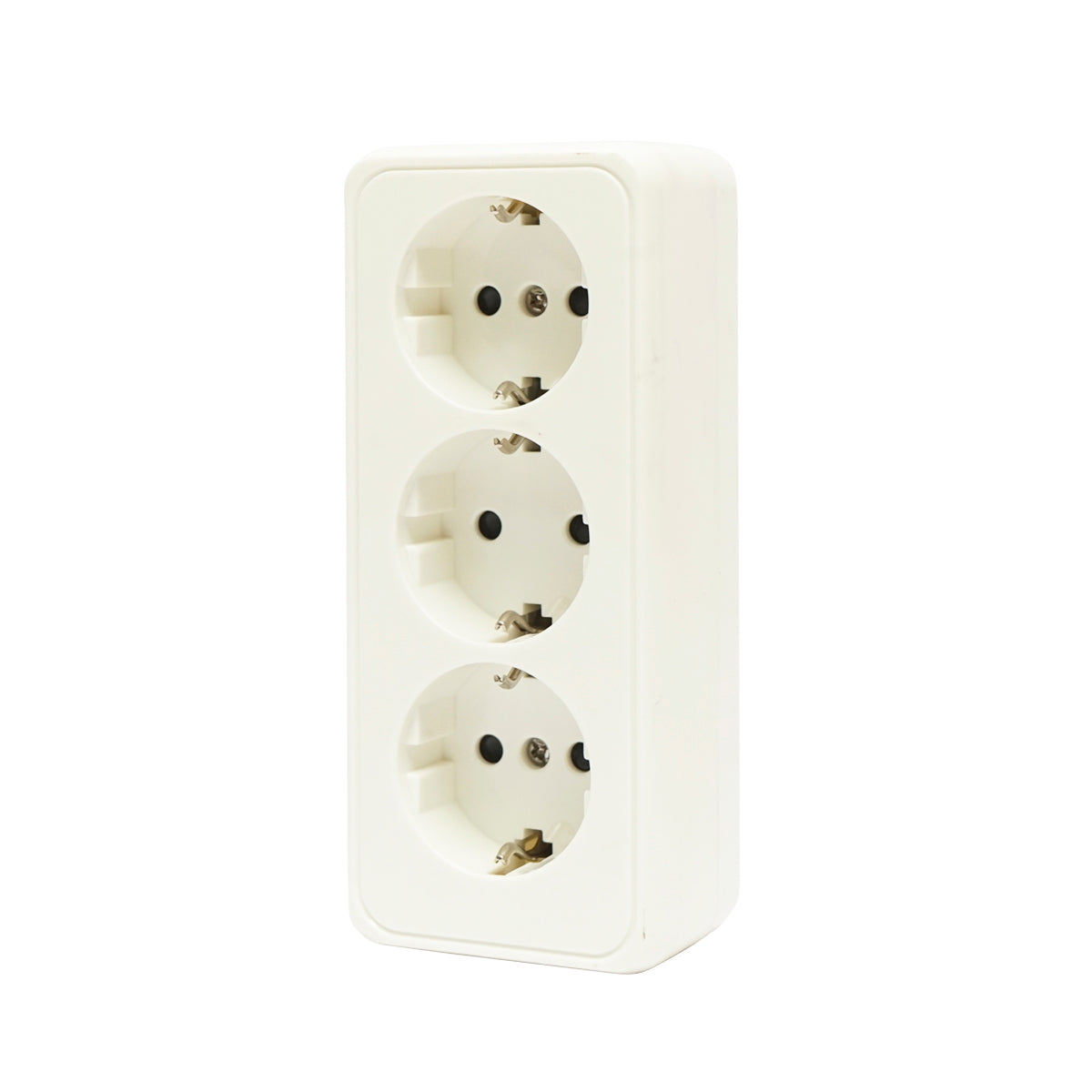 Schuko socket with 3 inputs, white grounding for 16A, 250V, applied with child protection Breckner Germany