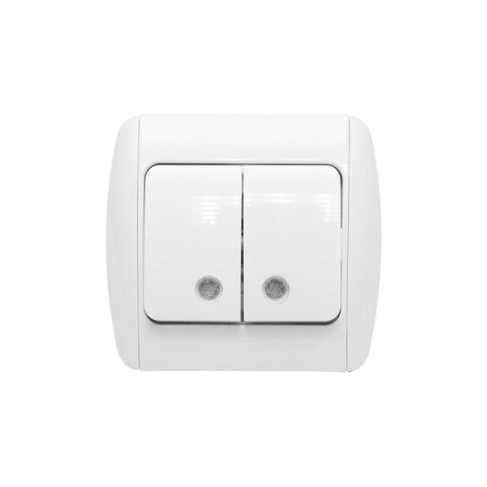 Double white switch ST MAKEL 220V - 250V, 10A built-in, ceramic, with indicator