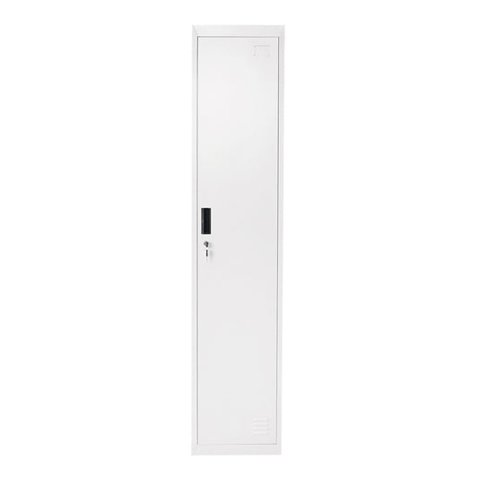 Double metal wardrobe locker 1800x450x380mm with secure door, 2 shelves, bar, mirror and ventilation, gray Breckner Germany