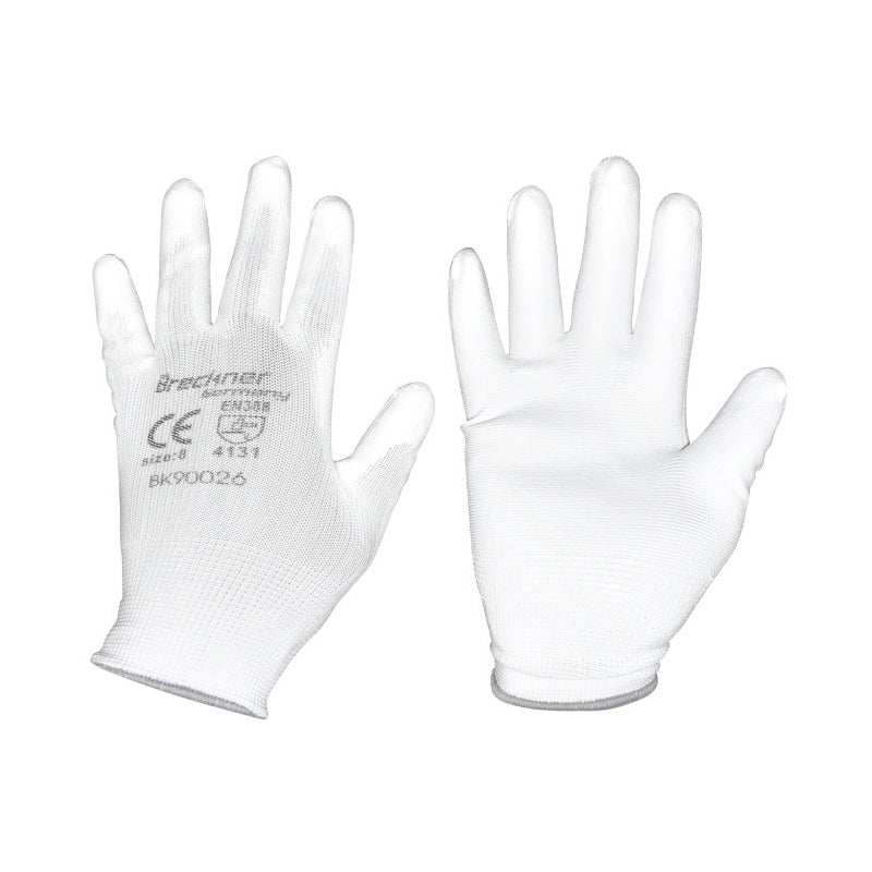 Synthetic rubber work gloves white size 8 Breckner Germany