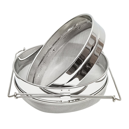 Double stainless steel sieve for honey filtration 235mm