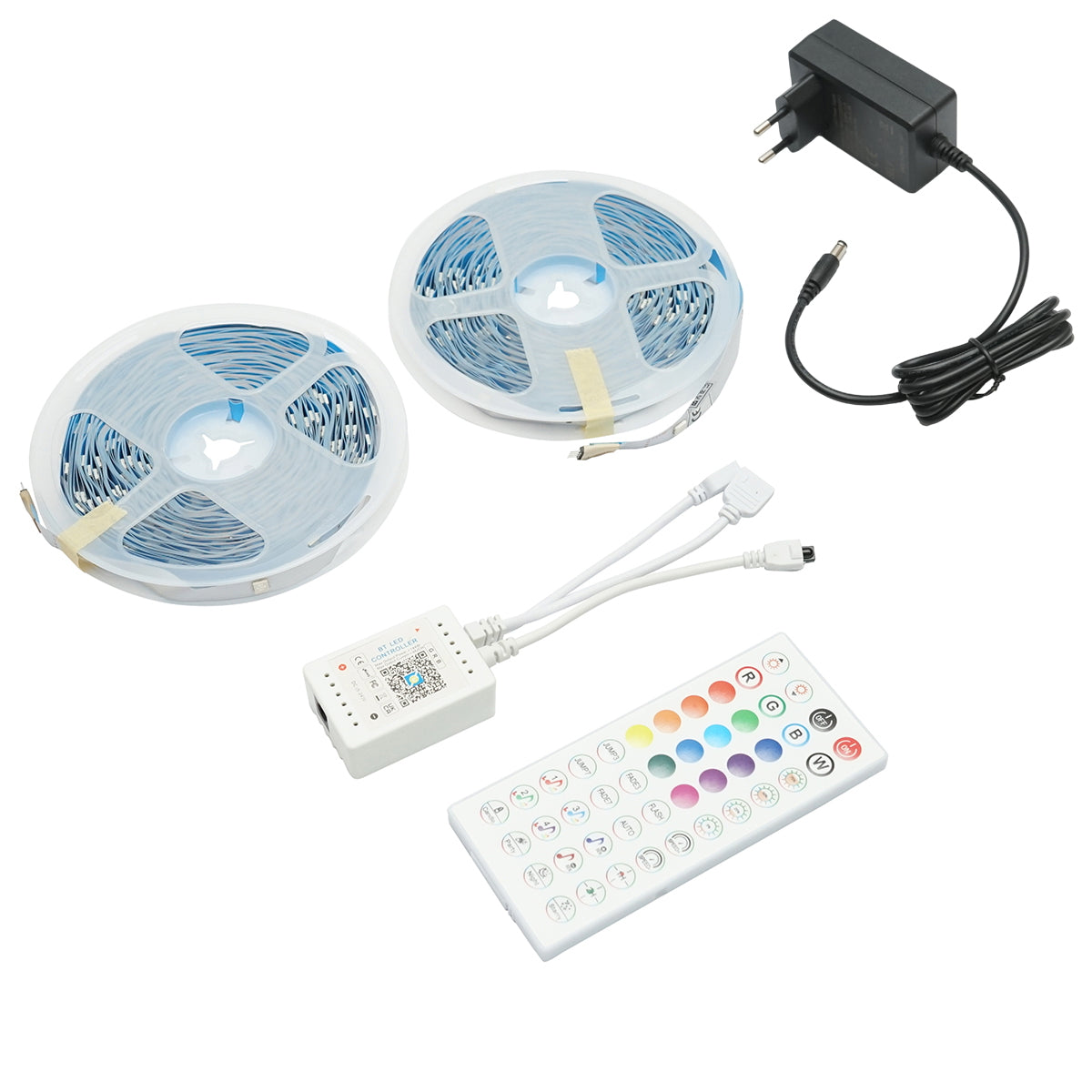 Smart LED strip 2x15m, 24V with remote control, voice control, Bluetooth, USB application, 30m RGB IP20 Breckner Germany