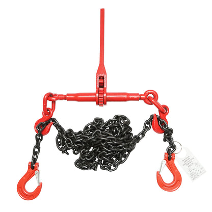 Anchor chain for heavy machinery with a ratchet tensioning device, load capacity 4T, chain length 4m, link thickness 8mm.