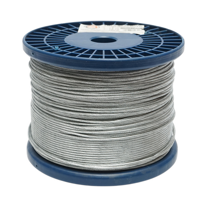 Galvanized steel cable with a diameter of 1.5mm, 1x19 strands, maximum load 211Kg, weight 5.12Kg, 200m/roll
