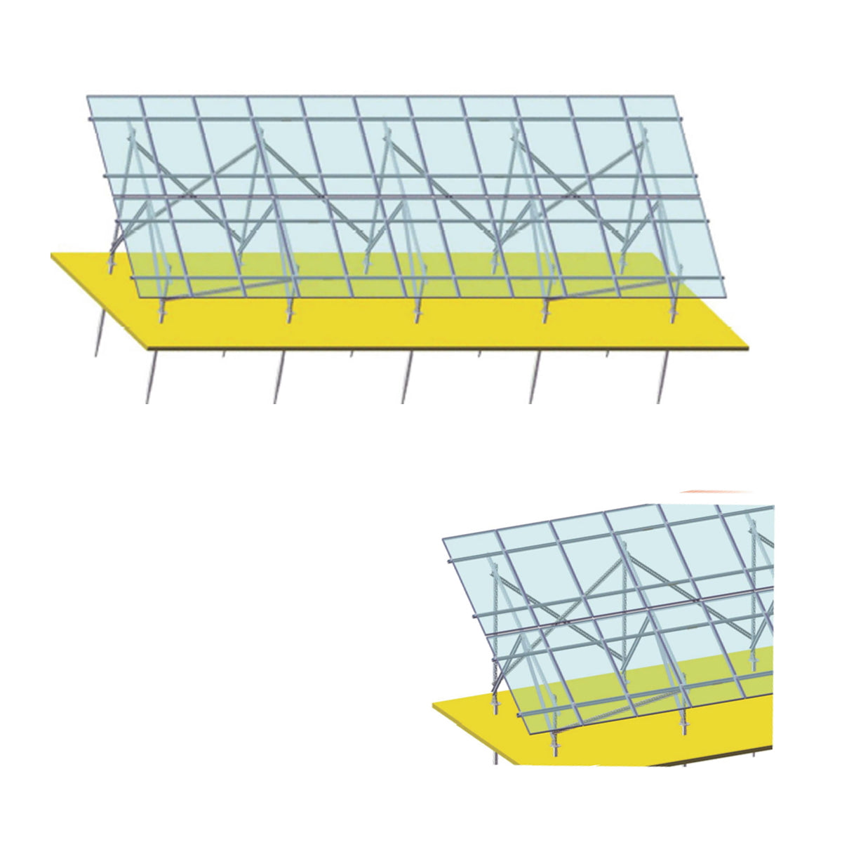 Complete mounting system, ground structure for 22 solar photovoltaic panels at an angle of 35 degrees Breckner Germany