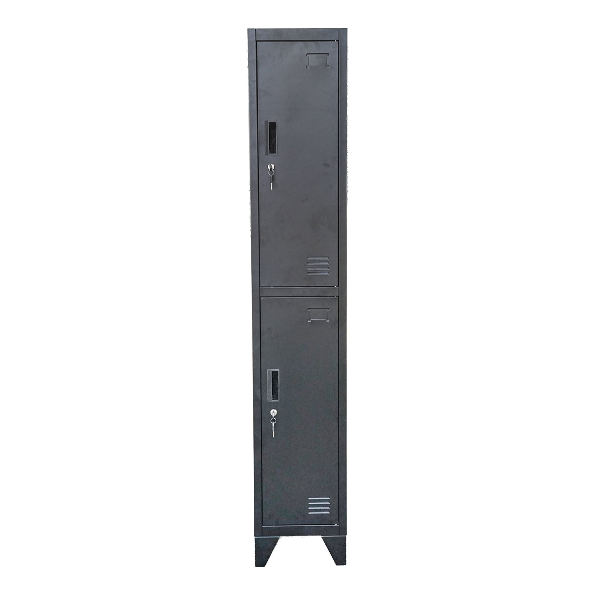 Double metal cabinet locker type with 2 secured doors 1850x380x450mm, black Breckner Germany