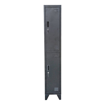 Double metal cabinet locker type with 2 secured doors 1850x380x450mm, black Breckner Germany