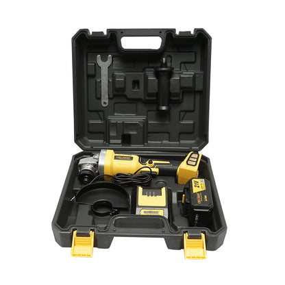 Cordless angle grinder with lithium battery 21V/4Ah, brushless motor, 3 speed settings, disc diameter 115mm Crownman