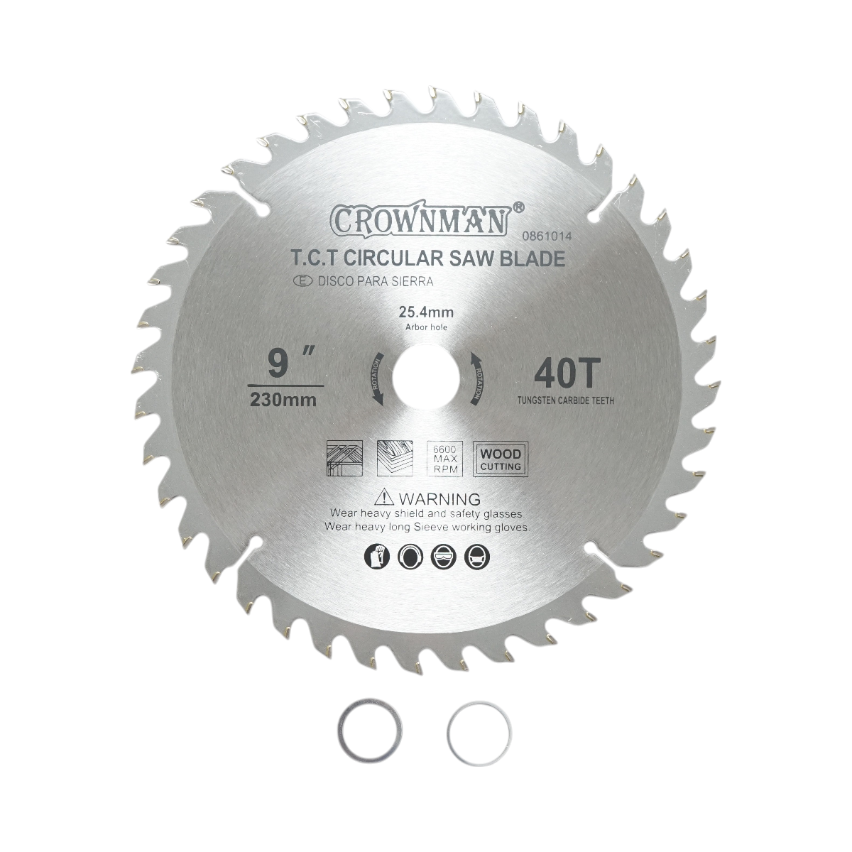 Circular saw blade for wood 230x25.4mm, max speed 6600rpm, 40 teeth Crownman