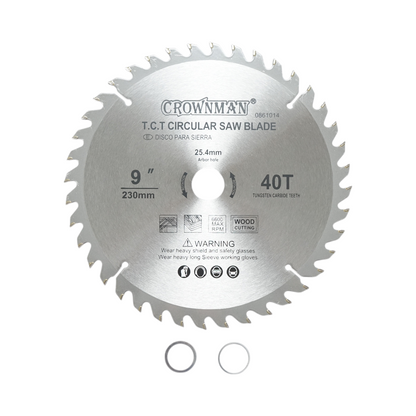 Circular saw blade for wood 230x25.4mm, max speed 6600rpm, 40 teeth Crownman