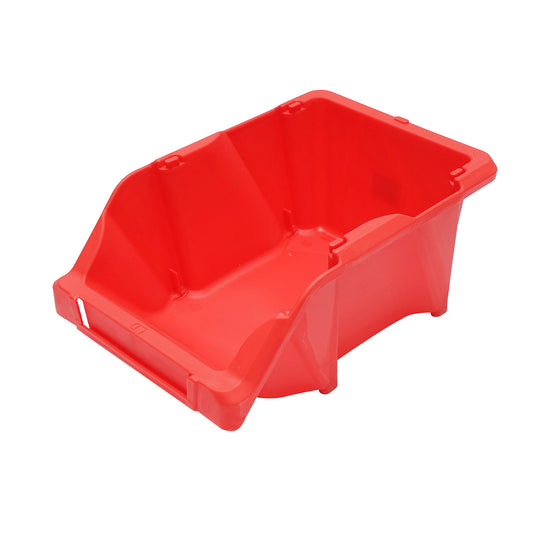 Red plastic storage box 295x195x130mm