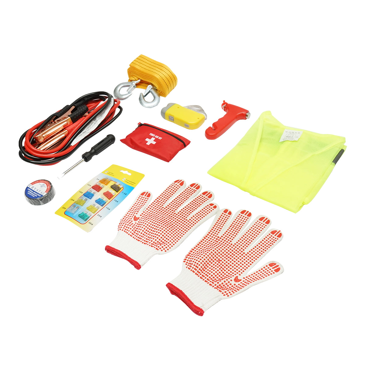 Car safety kit with emergency necessities 10 pieces Breckner Germany