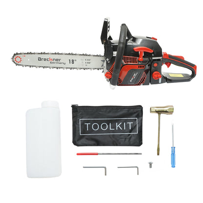 Chainsaw, 2-stroke, 58cc, 3.3HP, 8500rpm with 18 inch (45cm) blade Breckner Germany