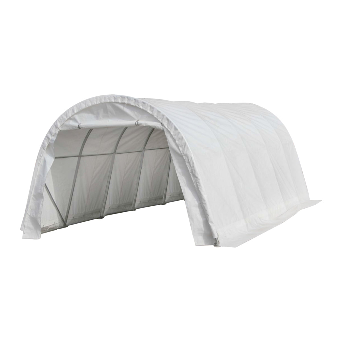 Storage hall with a width of 3.66m, length of 6.1m, height of 2.44m made of PVC with a metal structure.