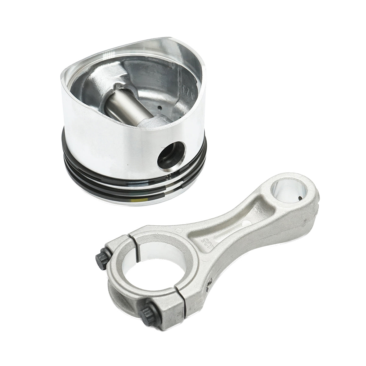 Connecting rod and piston set equipped with 80mm segments, for air compressor Forest Tractor, Perkins engine.