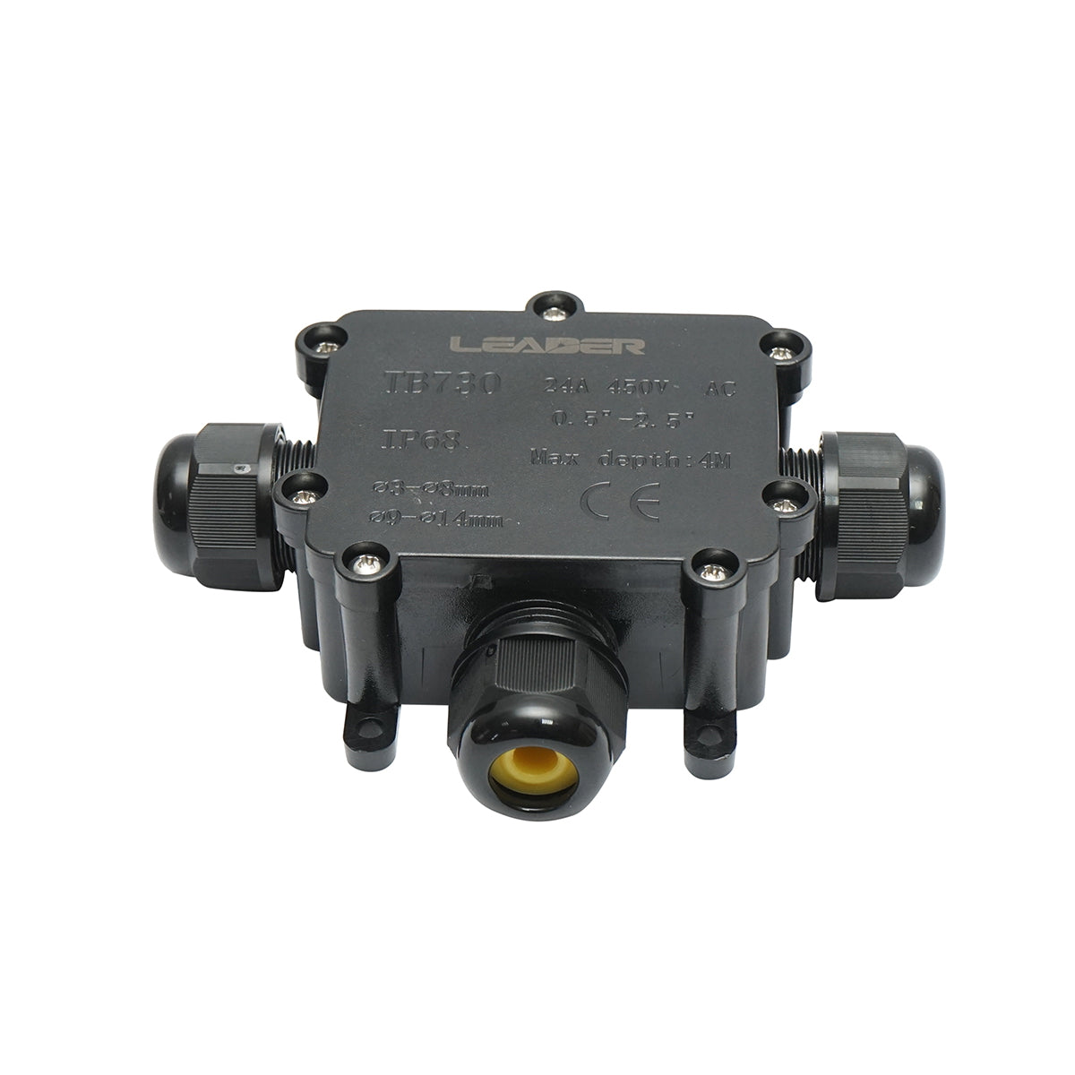 Sealed junction box with presets 24A 450V AC, 3 ways 3-14mm IP68 Leader