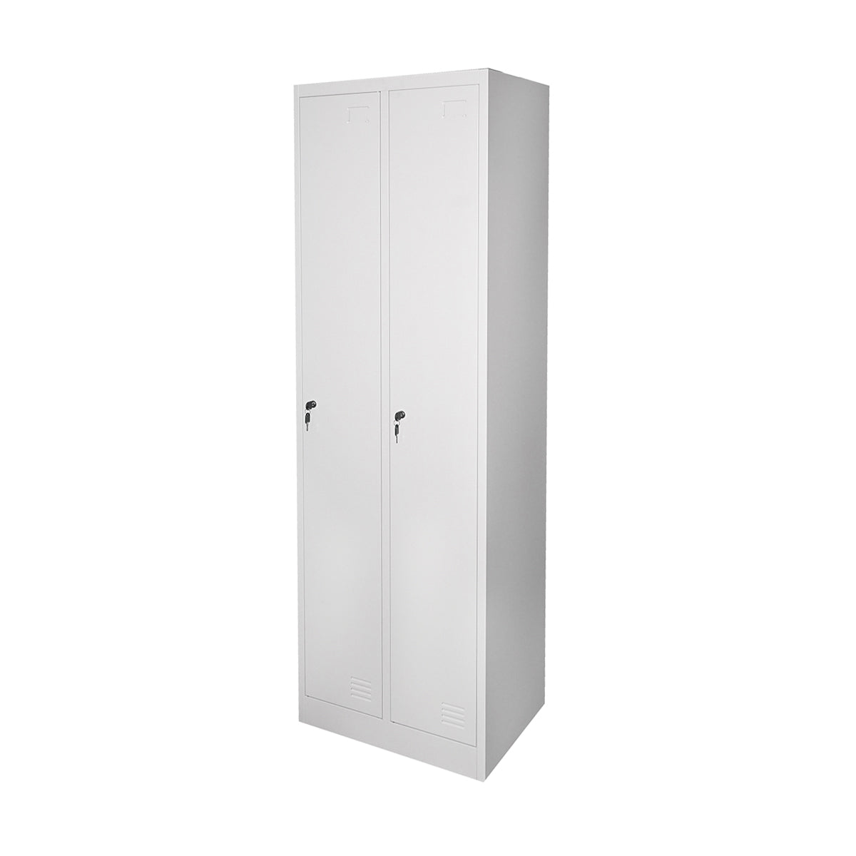 Double metal cabinet type locker 1800x600x450mm with 2 secured doors, shelf and rod, gray Breckner Germany