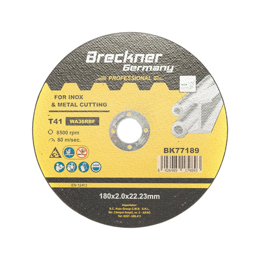 Flex disc for cutting and polishing stainless steel T41 180x2.0x22mm Breckner Germany