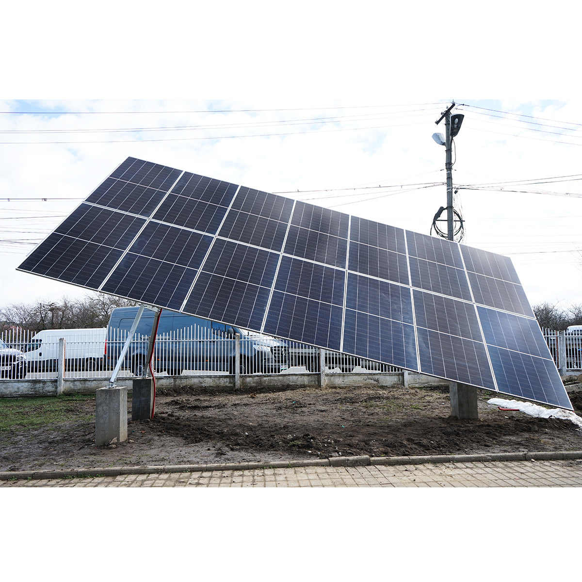 Complete mounting system, automatic solar tracker structure 9 KW, east-west 16 panels of 570W Breckner Germany