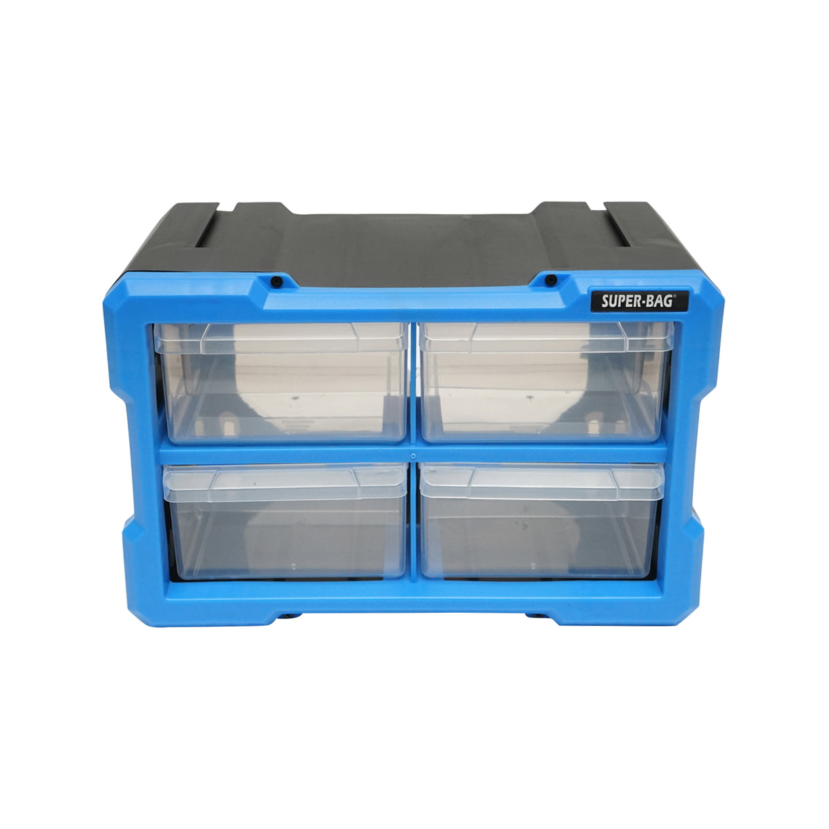 Modular blue plastic storage box, 4 drawers 58x266x170mm Breckner Germany