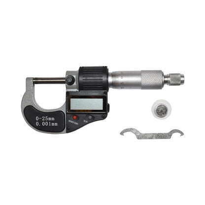 External micrometer with digital display and enameled frame, metric 0-25mm