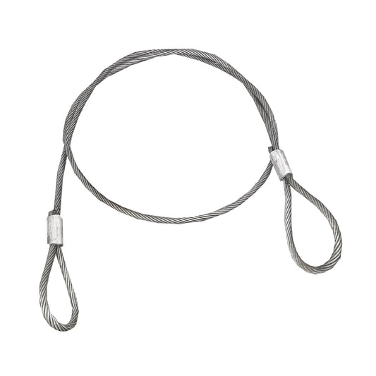 Steel cable/winch rope with a thickness of 28mm and a length of 6m with rings for towing or lifting