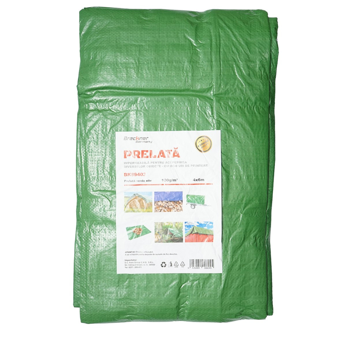Green netting tarpaulin 100g/m2 4x6m Breckner Germany