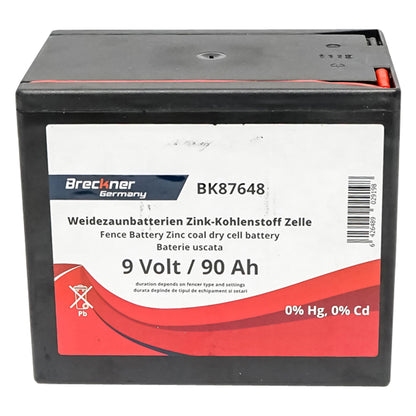 Dry battery (non-rechargeable) 9V 90Ah for electric fence Breckner Germany