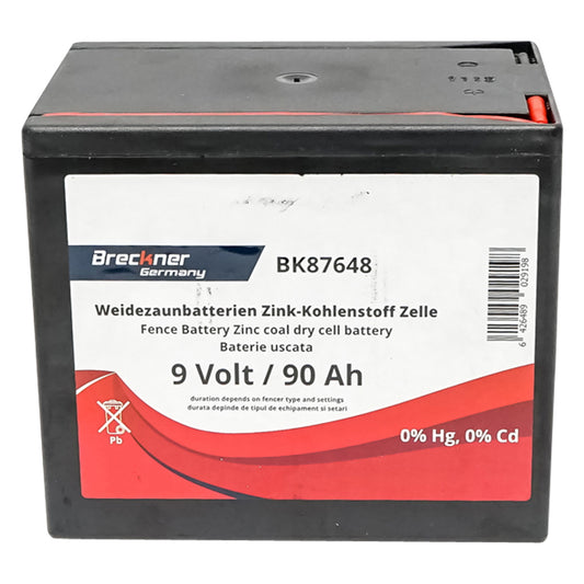 Dry battery (non-rechargeable) 9V 90Ah for electric fence Breckner Germany
