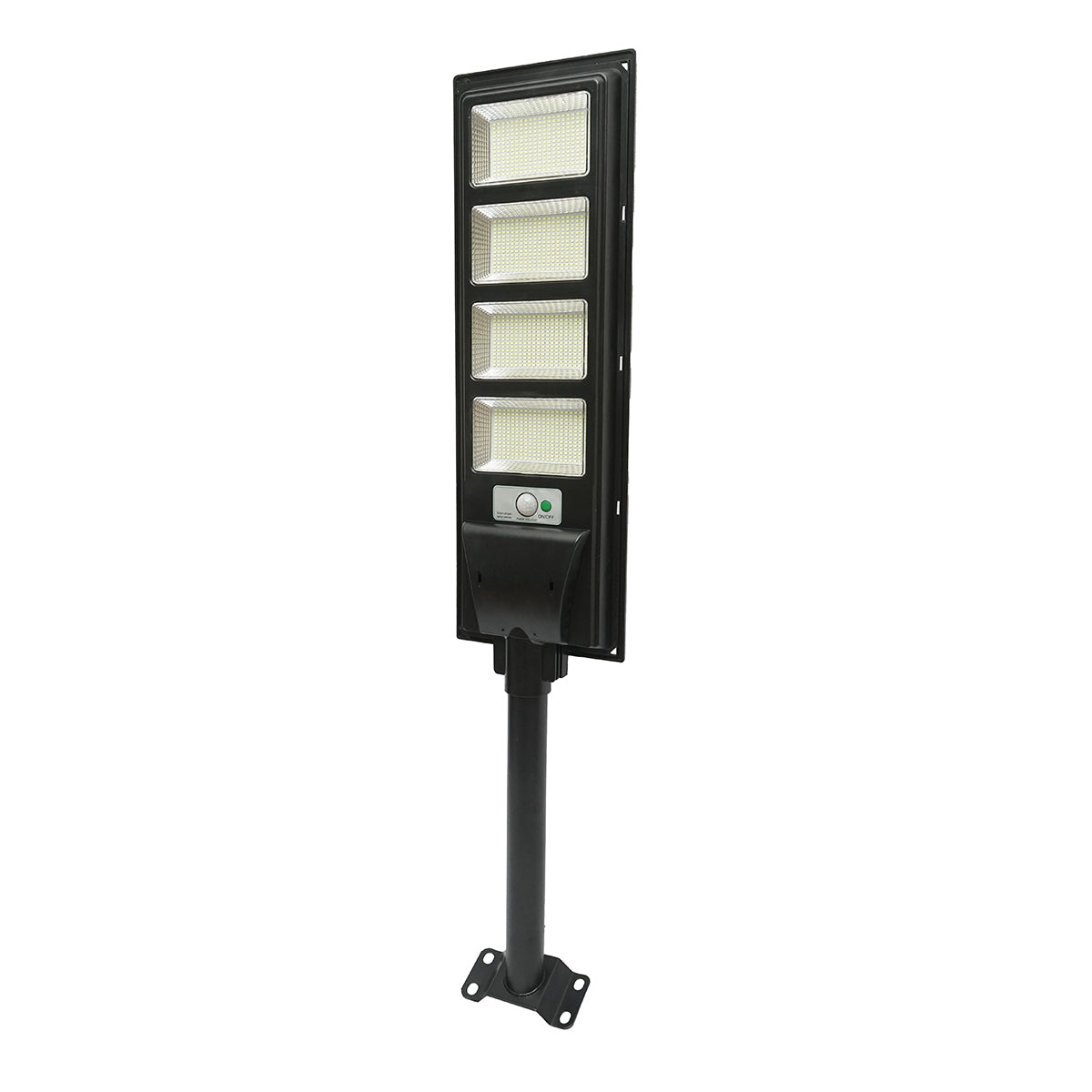 200W 6500K LED solar street lamp with 12W solar panel, 12000mAh battery, remote control, pole mount IP65 Breckner Germany