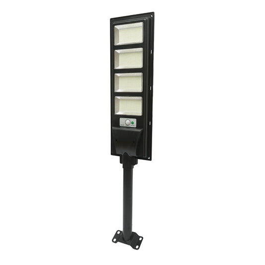 200W 6500K LED solar street lamp with 12W solar panel, 12000mAh battery, remote control, pole mount IP65 Breckner Germany