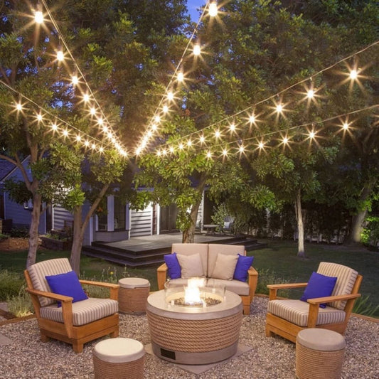 Outdoor LED lighting system with 12 E27 sockets, 6m cable, 220V IP44 Breckner Germany
