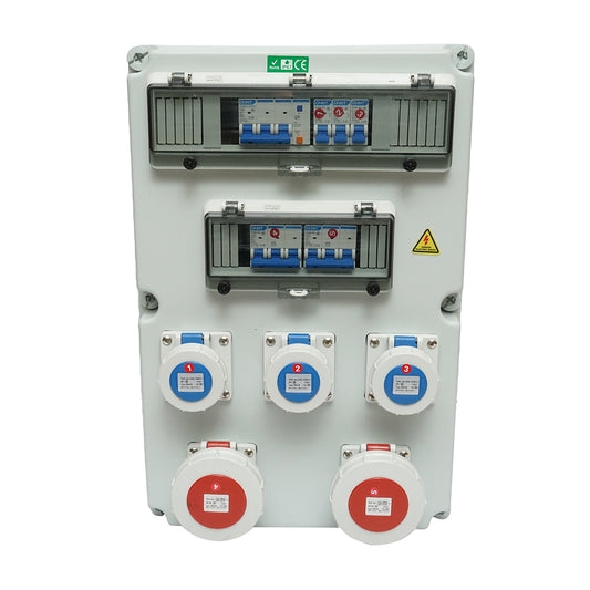 Group socket panel organization for site 2x415V/32A, 3x250V/16A, 18 modules 540x360x180mm IP67 SUNTREE