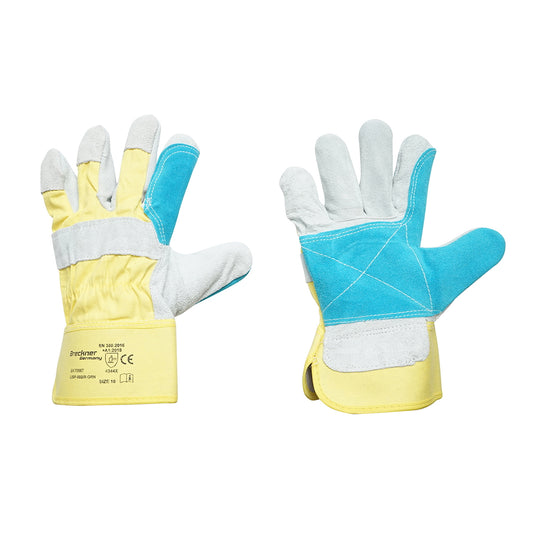 Leather-cotton work gloves with reinforcement in the palm and first finger size 10 Breckner Germany