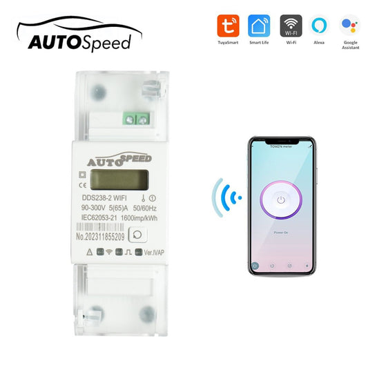 Single-phase smart meter 220V, 65A, DDS238-2 WIFI Tuya, Smart Life, intelligent energy and electric power meter