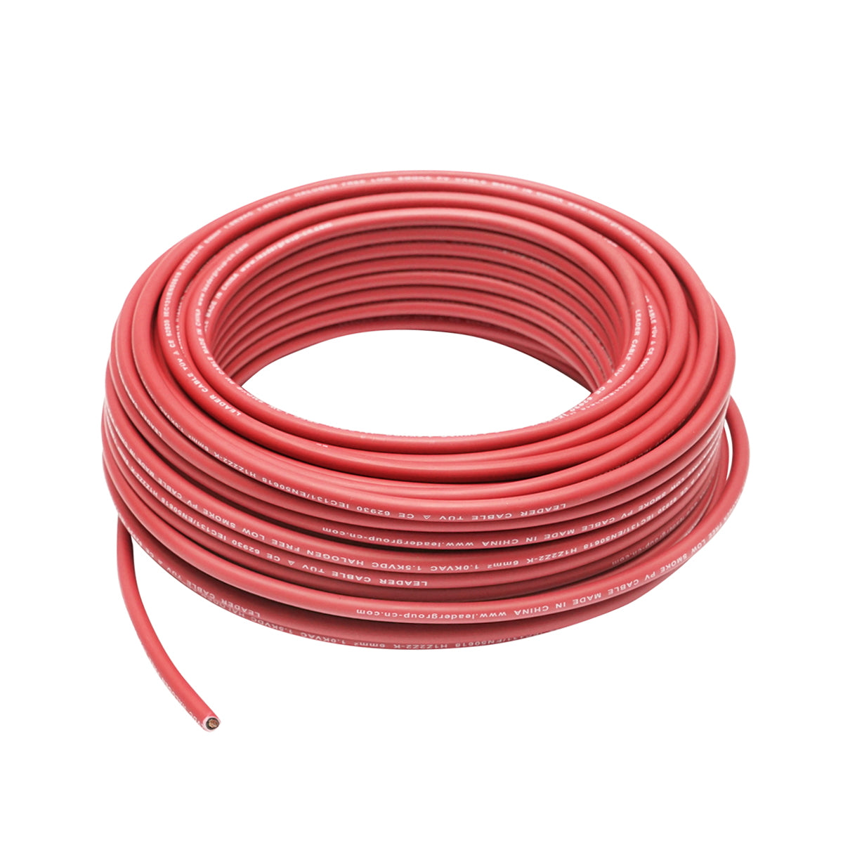 Solar panel cable roll 6mmx20m red 1.5KV, H1Z2Z2-K Leader