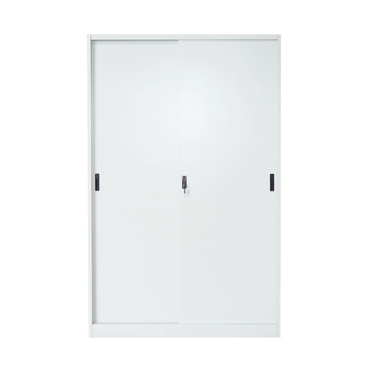 Metal locker cabinet 1900x1200x450mm with 2 secured sliding doors, 4 shelves, max 50kg/shelf, gray Breckner Germany