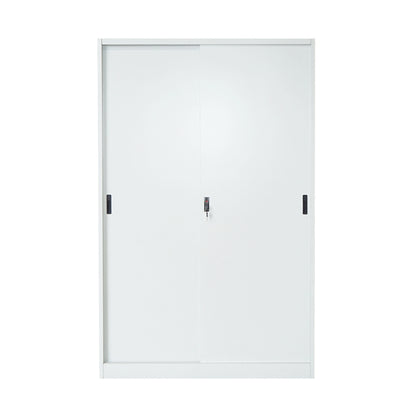 Metal locker cabinet 1900x1200x450mm with 2 secured sliding doors, 4 shelves, max 50kg/shelf, gray Breckner Germany