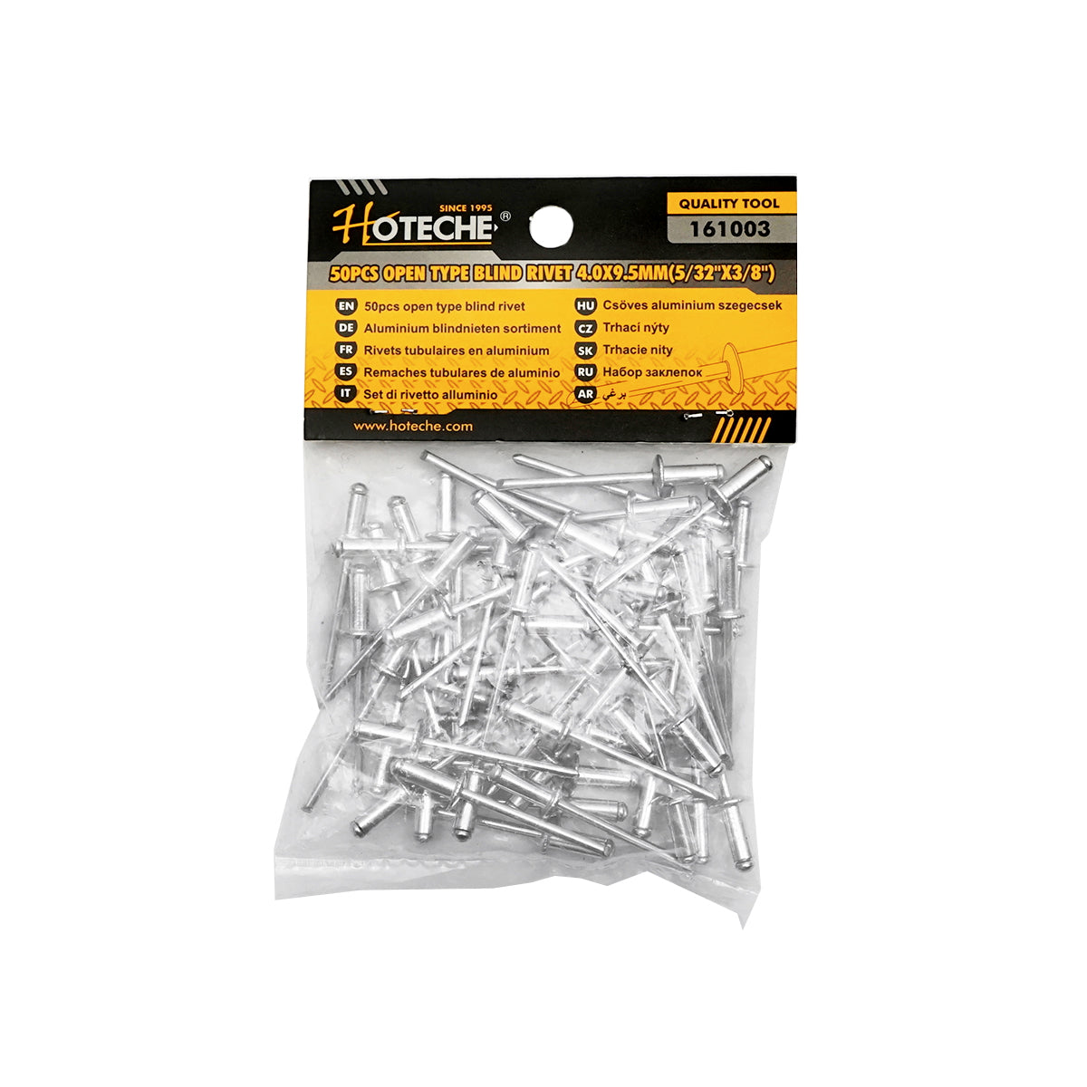 Aluminum pop rivets 4x9.5mm 50 pcs Hoteche