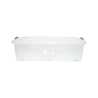 40L storage box with lid and wheels made of transparent plastic 725x470x200mm