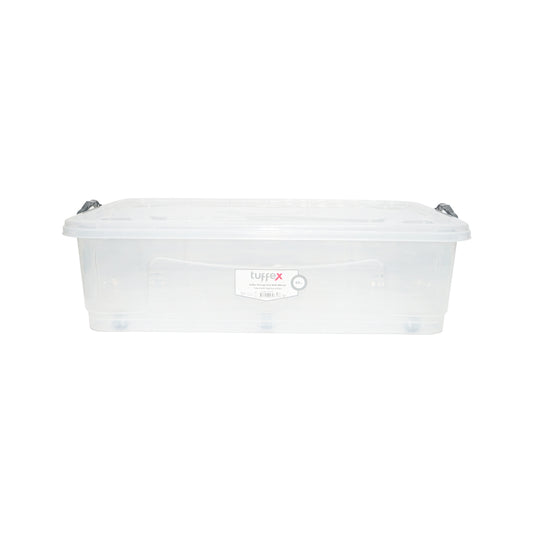 40L storage box with lid and wheels made of transparent plastic 725x470x200mm