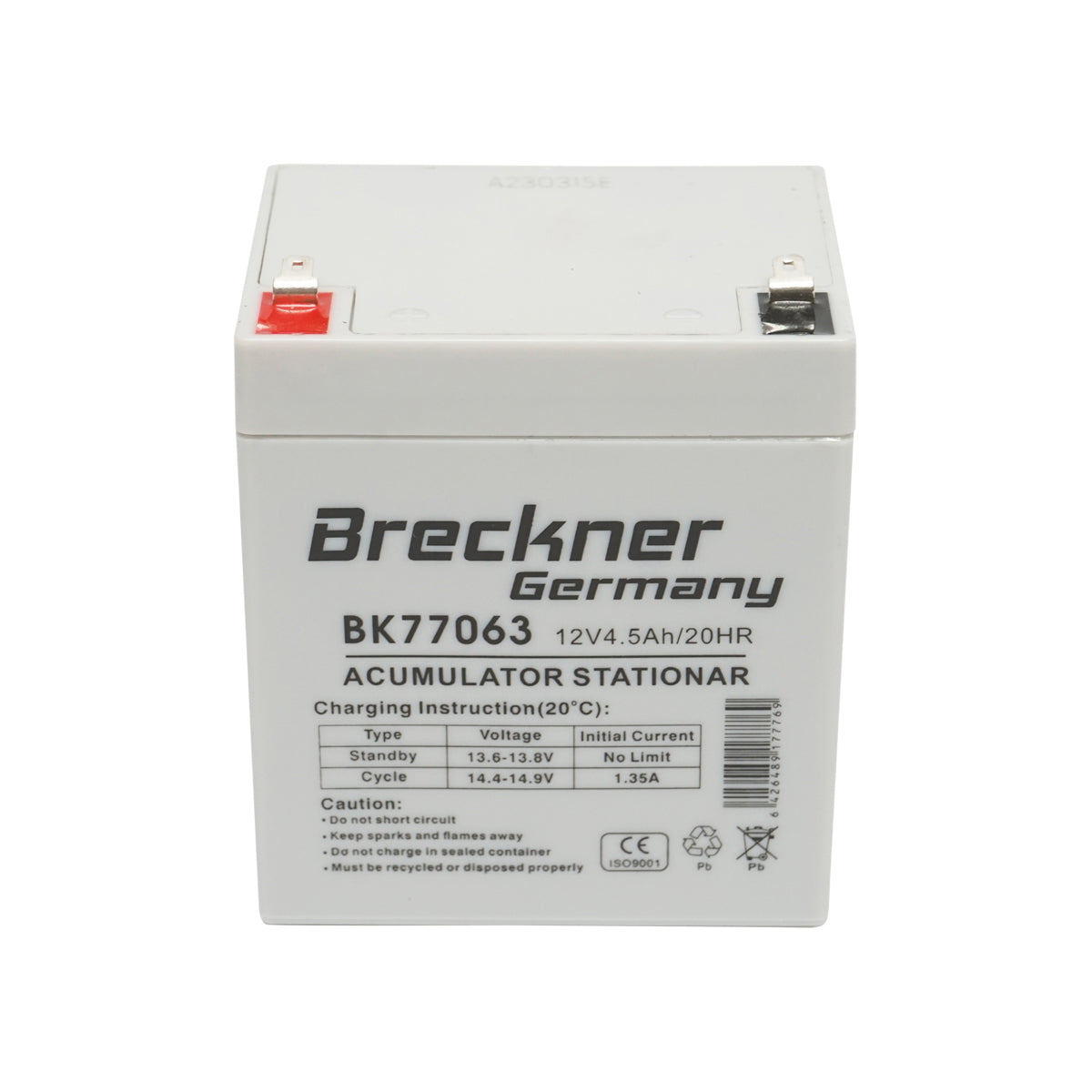Gel solar system battery 12V 4.5Ah 20HR, 90x70x101x107mm FC12-4.5 Breckner Germany