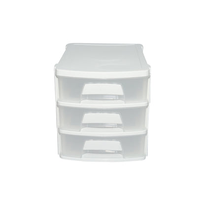White plastic storage box with 3 drawers 270x192xH198mm