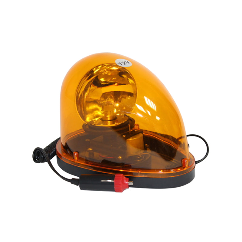 12V yellow rotating beacon with magnet attachment - tear drop type