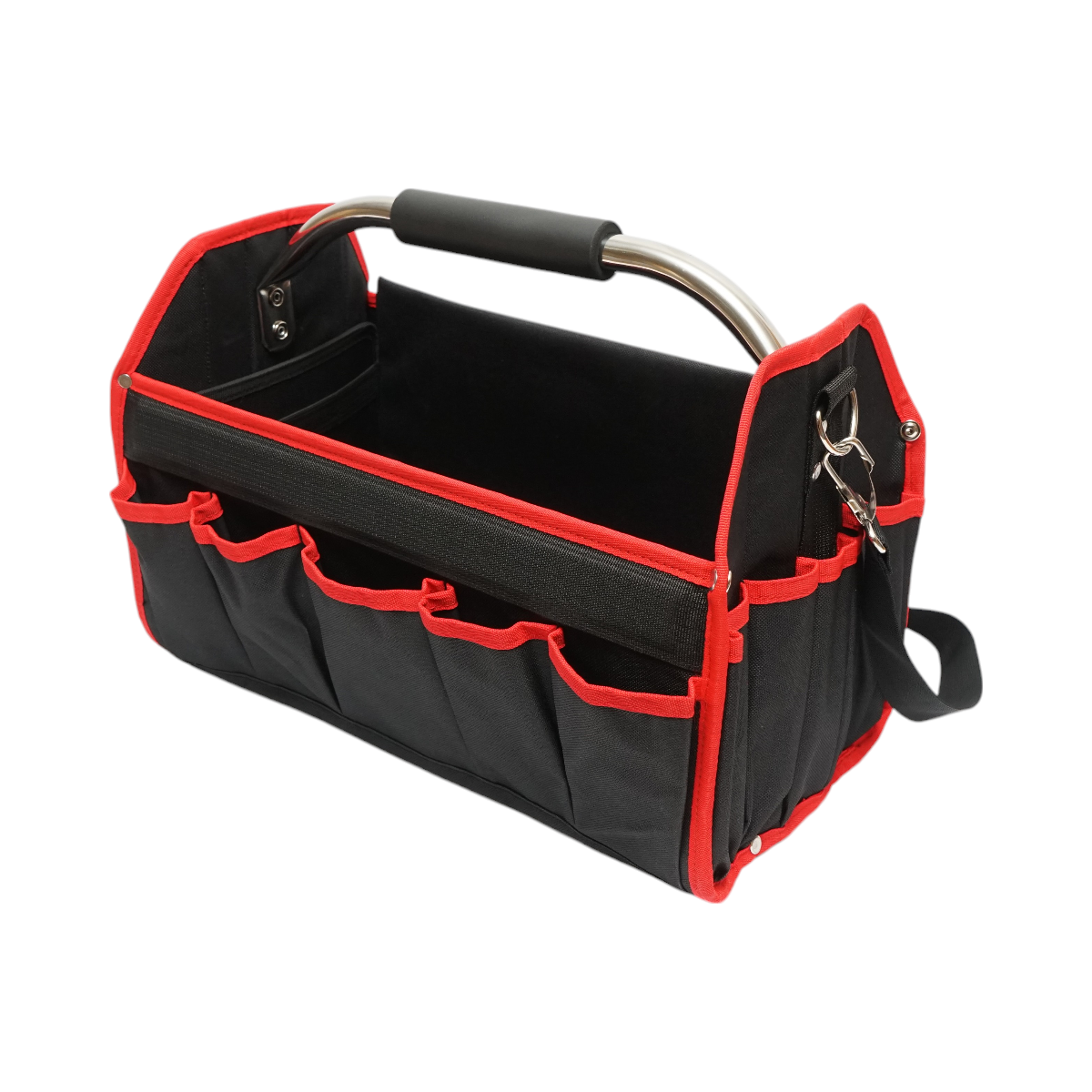 Tool bag/open with 15 pockets, stainless steel handle 420x210x290mm