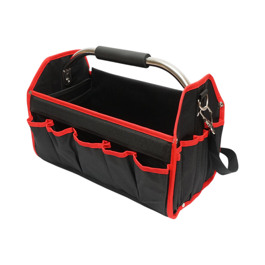 Tool bag/open with 15 pockets, stainless steel handle 420x210x290mm